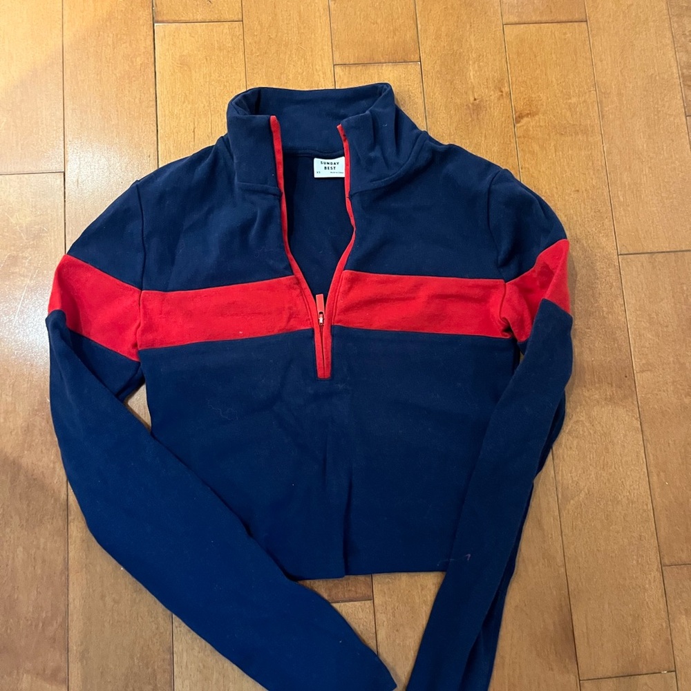 Sunday Best Navy and Red Crop Top